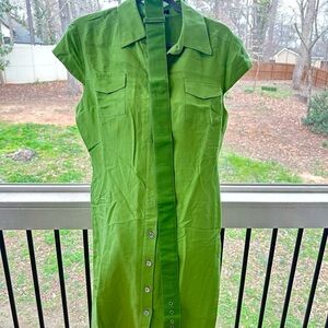 Alex Marie Olive Green Belted Shirt Dress